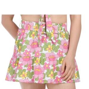 SHOW ME YOUR MUMU NWT Made In USA Linen Blend Fiona Mini Skirt Fresh Floral M